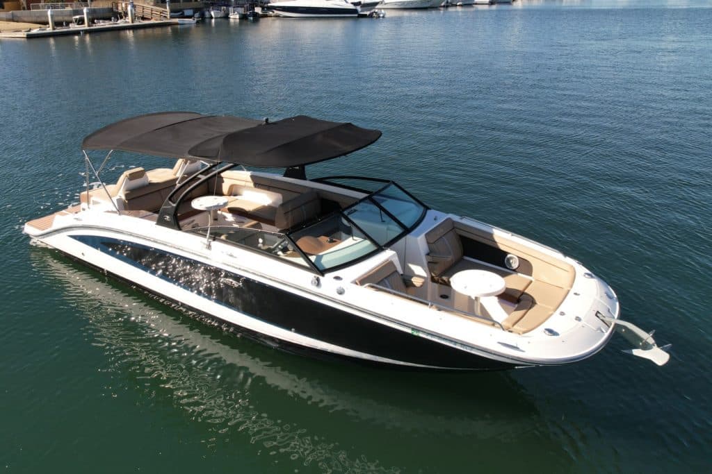 Sea Ray seating prepared for a private charter